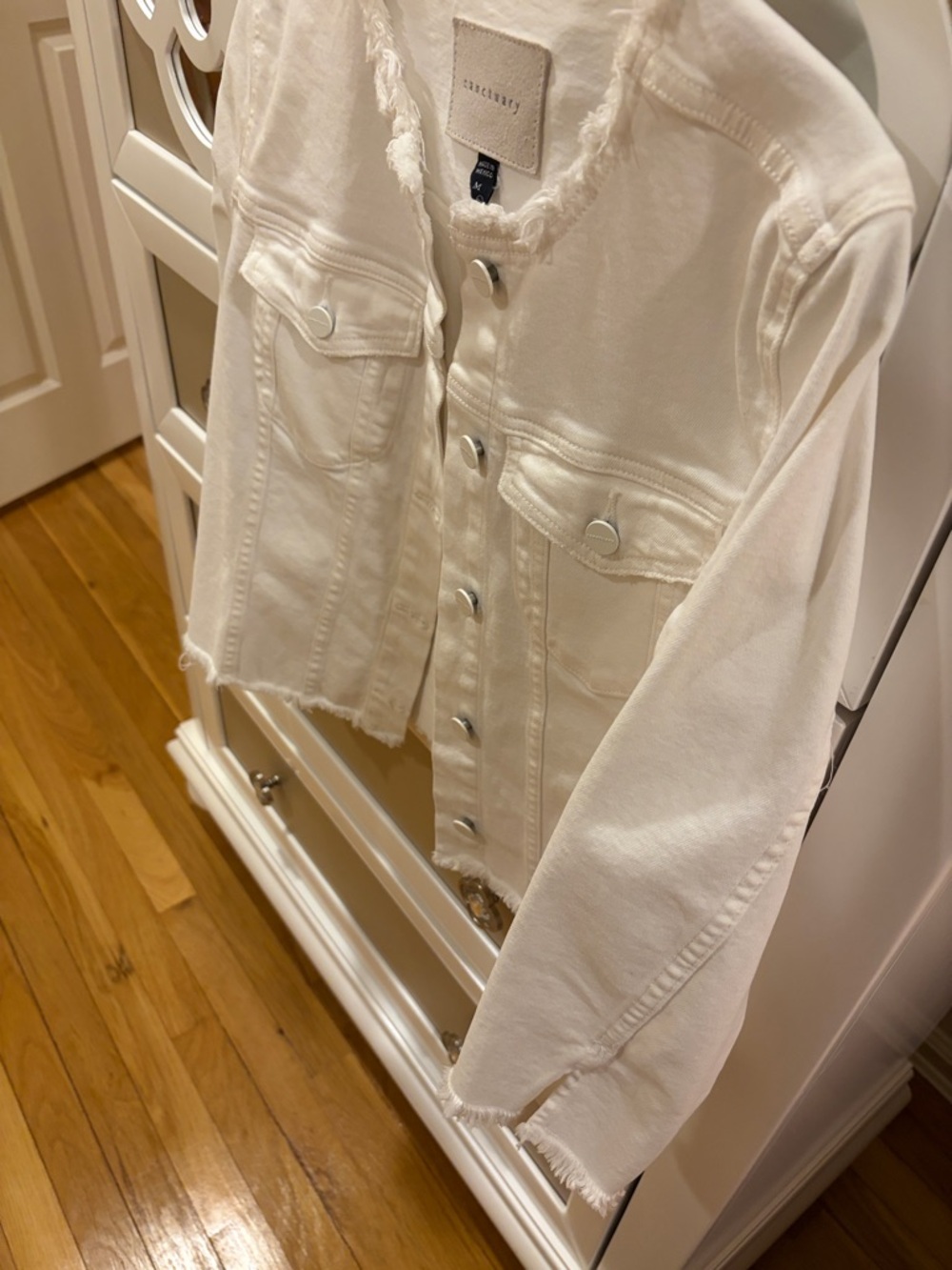 Sanctuary white Frayed Hem Cropped Jacket